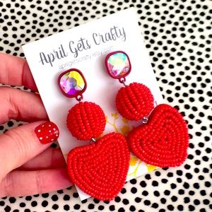 SOLD Red Heart Statement Earrings